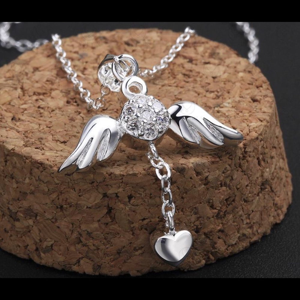 Last 1 AngelWings Necklace 18”Sterling SilverChain - Picture 4 of 6